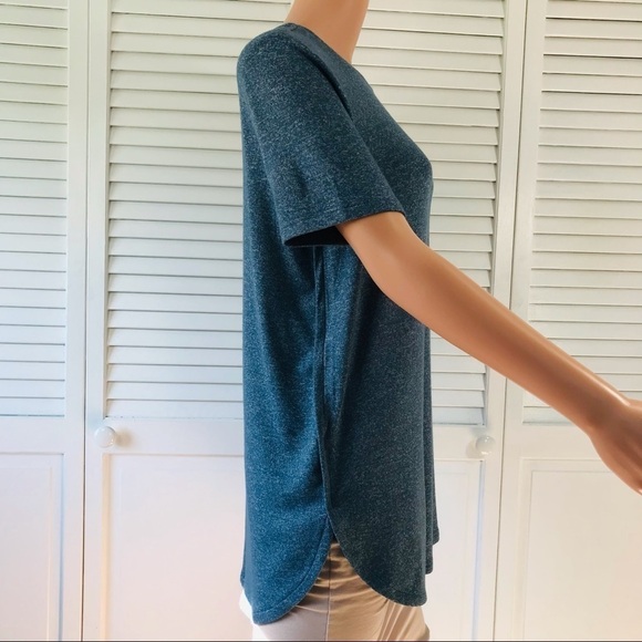 ANN TAYLOR Blue Heather Short Sleeve Knit Shirt Size Small - Picture 4 of 7